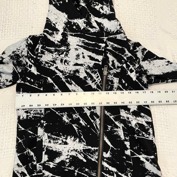 Helmut Lang Tera splatter Abstract asymmetrical zip Hooded Sweatshirt SP 4688 - Picture 2 of 11